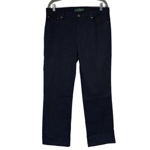 {Ralph Lauren} "Classic Straight" Polka Dot Straight Leg Stretch Denim Jeans